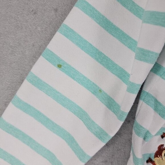 Disney Parks Sweatshirt Girls L Aqua Striped Full Zip Disneyland Minnie Mickey - Picture 4 of 16